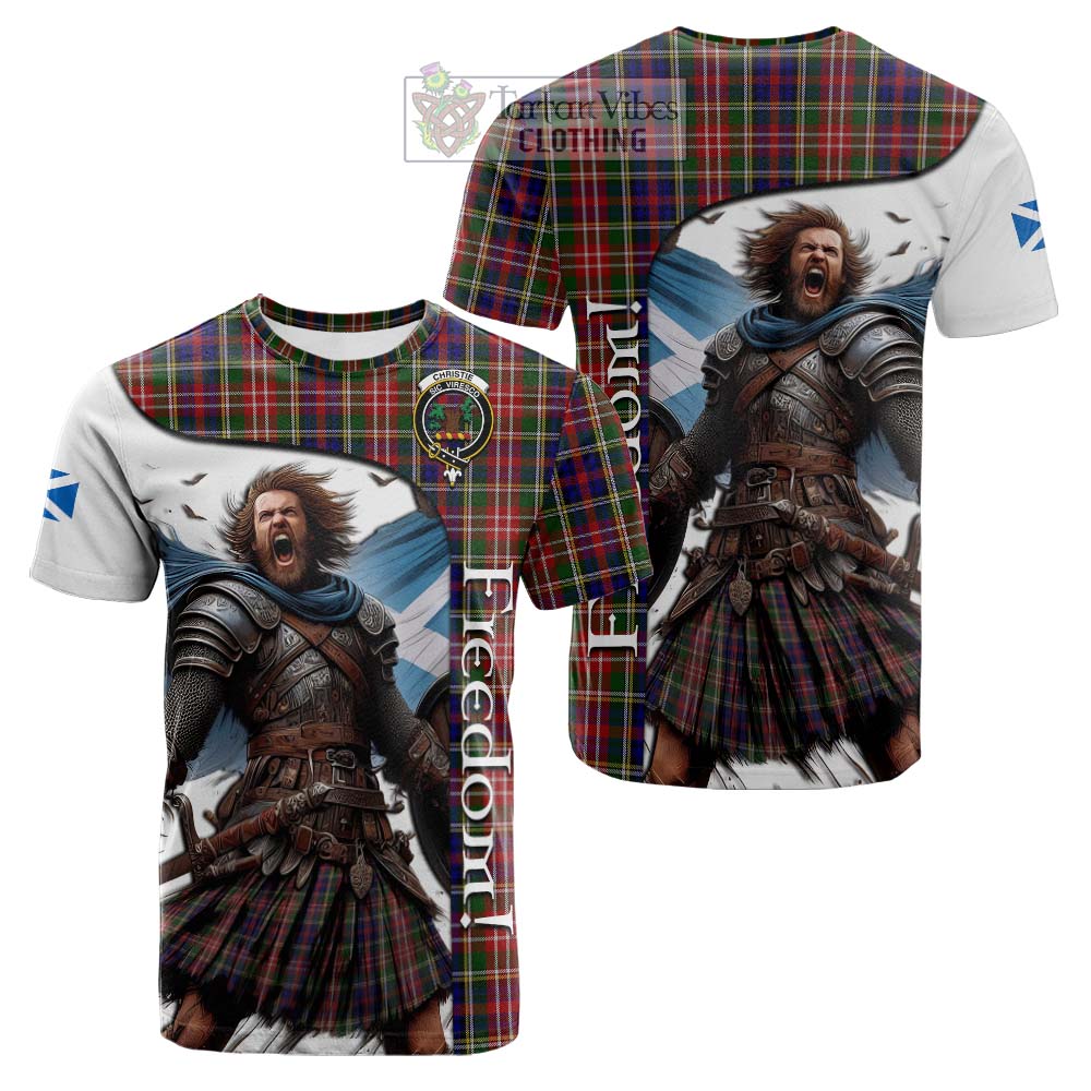 Tartan Vibes Clothing Christie Crest Tartan Cotton T-shirt Inspired by the Freedom of Scottish Warrior