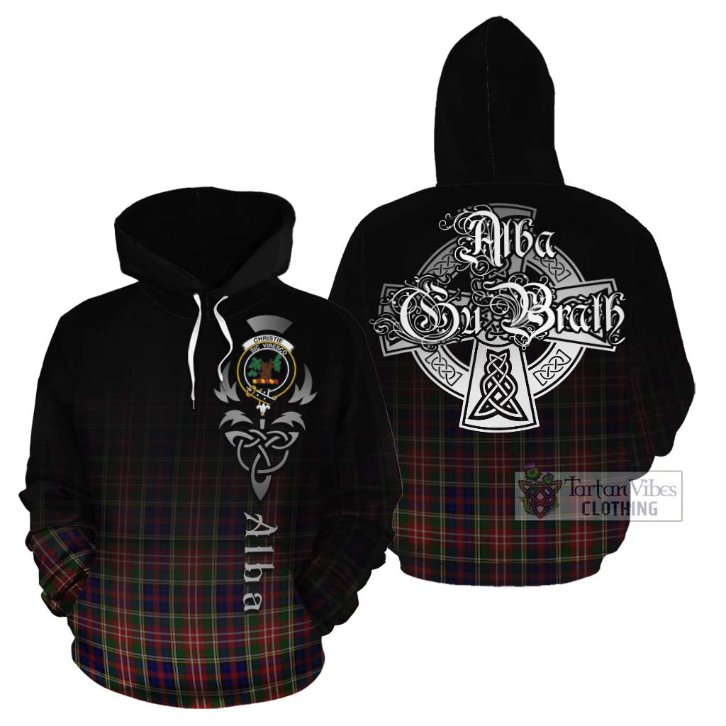 Tartan Vibes Clothing Christie Tartan Cotton Hoodie Featuring Alba Gu Brath Family Crest Celtic Inspired