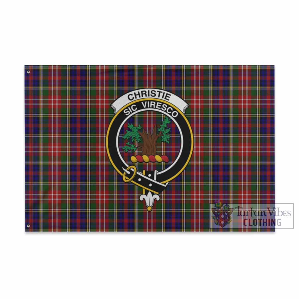 Tartan Vibes Clothing Christie Tartan House Flag with Family Crest