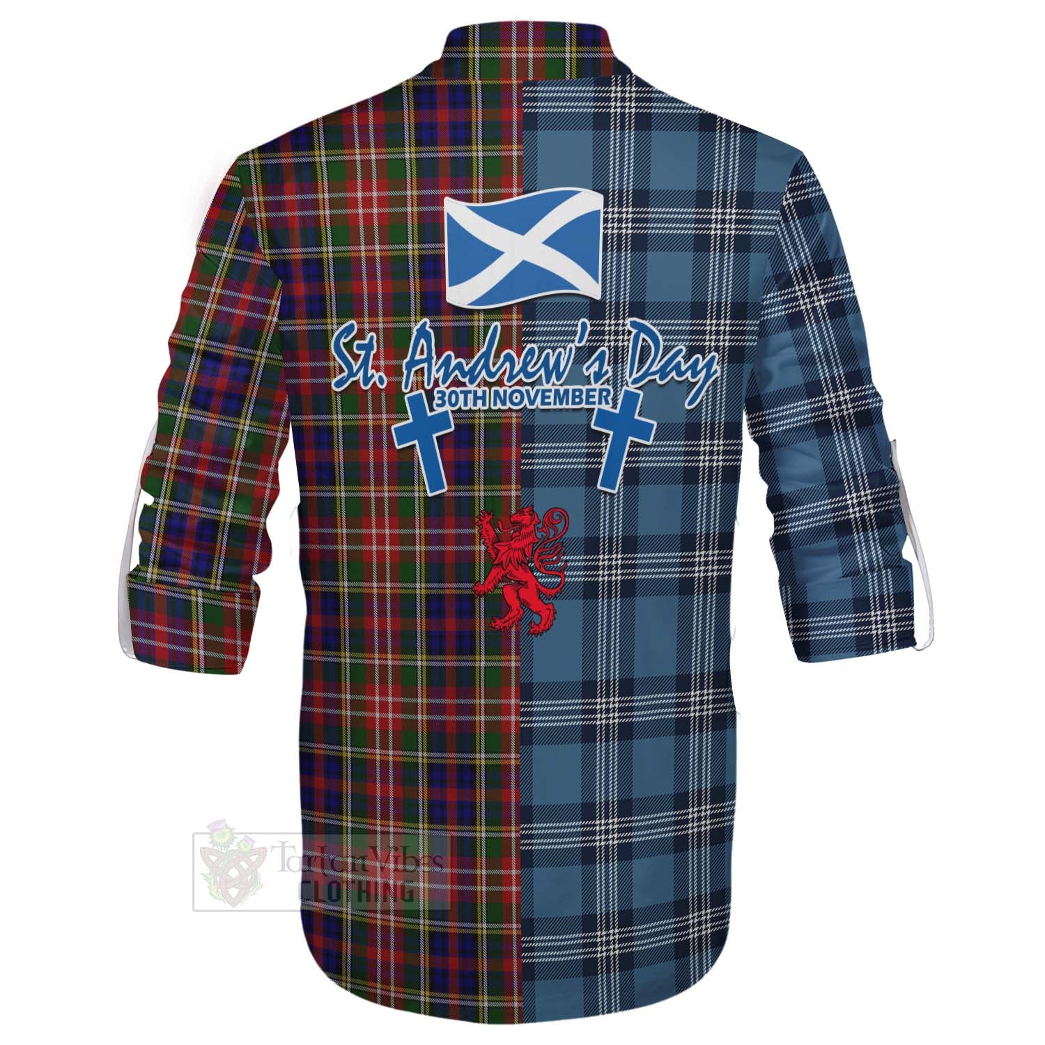 Tartan Vibes Clothing Christie Tartan Ghillie Kilt Shirt Happy St. Andrew's Day Half Tartan Style