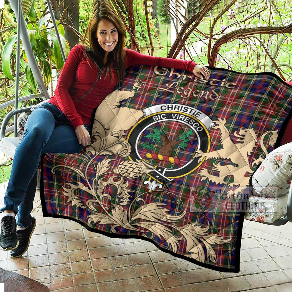 Tartan Vibes Clothing Christie Tartan Quilt with Family Crest and Scottish Symbol Style