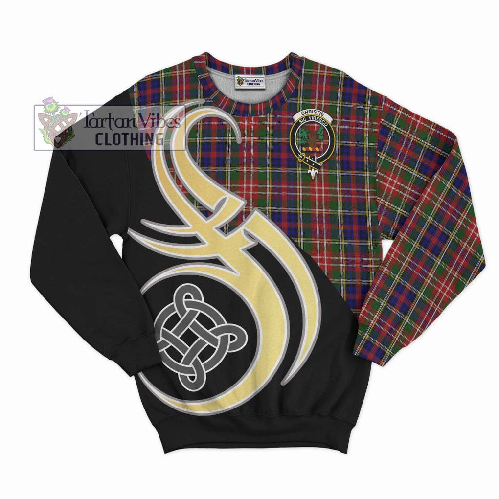 Christie Tartan Sweatshirt with Family Crest and Celtic Symbol Style - Tartan Vibes Clothing