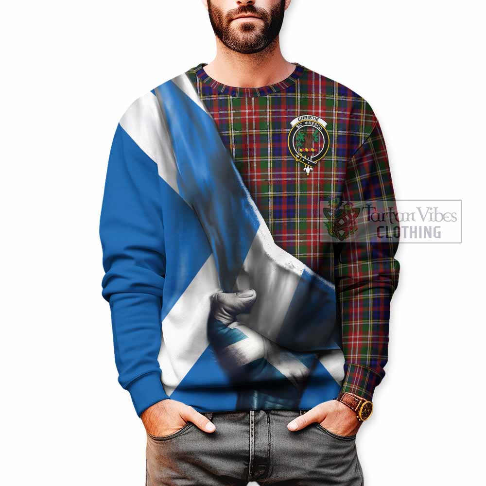 Tartan Vibes Clothing Christie Tartan Sweatshirt with Family Crest Scotland Patriotic Style