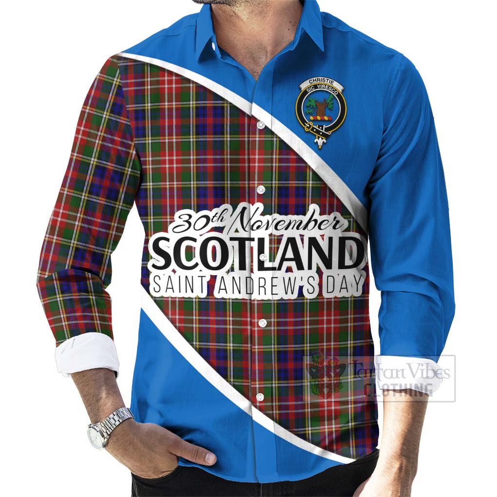 Tartan Vibes Clothing Christie Family Crest Tartan Long Sleeve Button Shirt Celebrate Saint Andrew's Day in Style