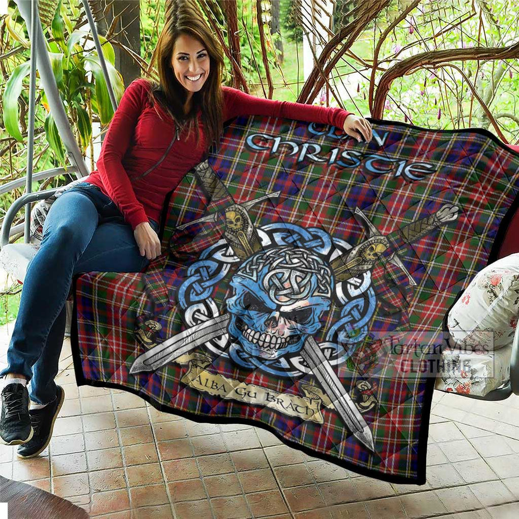 Tartan Vibes Clothing Christie Tartan Quilt with Celtic Skull Alba Gu Brath Style