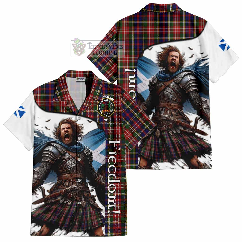 Tartan Vibes Clothing Christie Crest Tartan Short Sleeve Button Shirt Inspired by the Freedom of Scottish Warrior