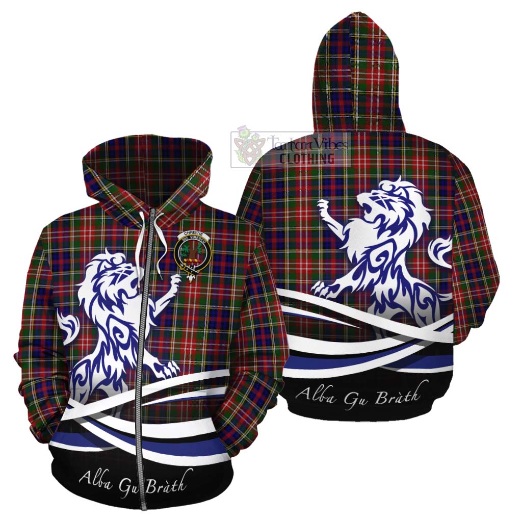 Tartan Vibes Clothing Christie Tartan Cotton Hoodie with Alba Gu Brath Regal Lion Emblem