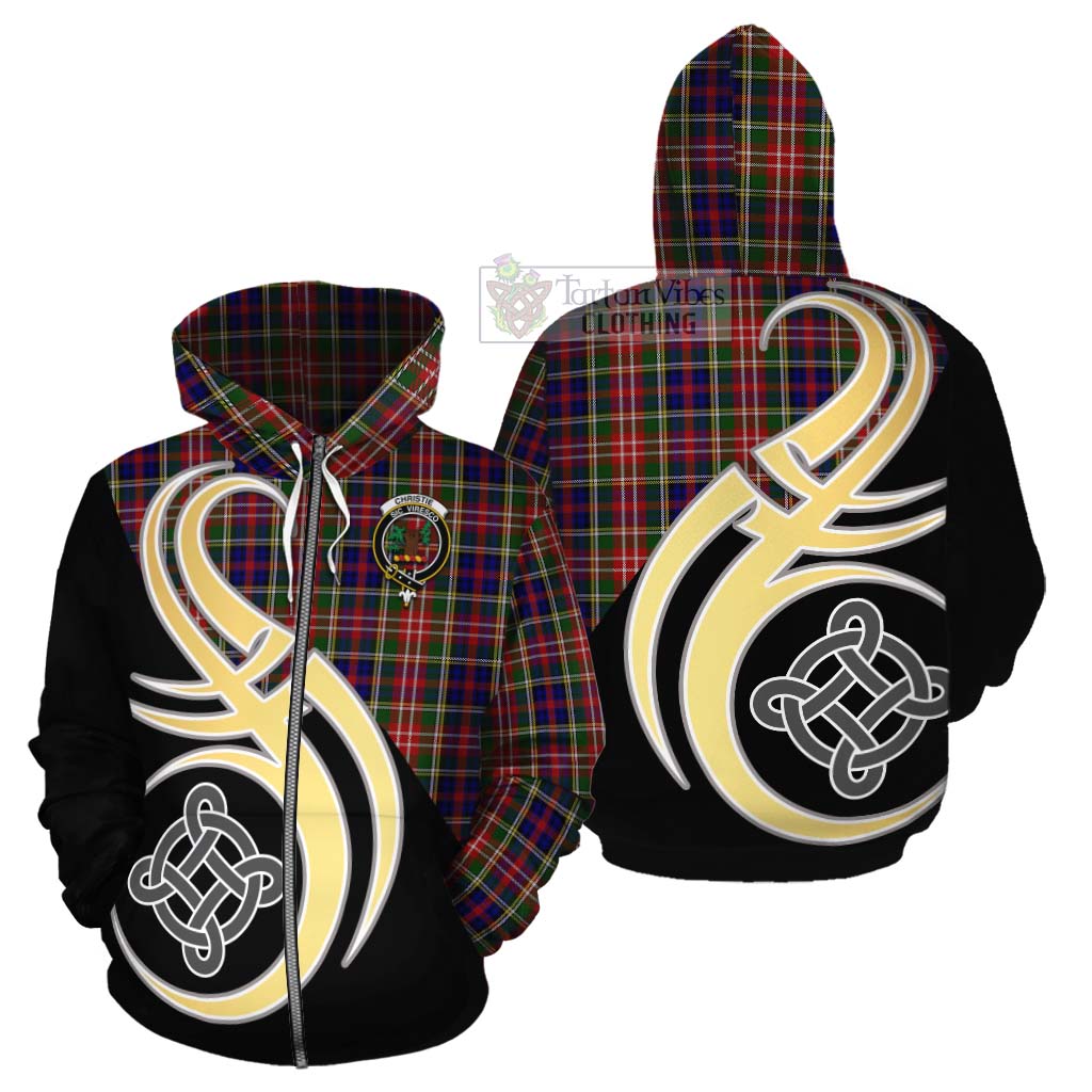 Tartan Vibes Clothing Christie Tartan Cotton Hoodie with Family Crest and Celtic Symbol Style