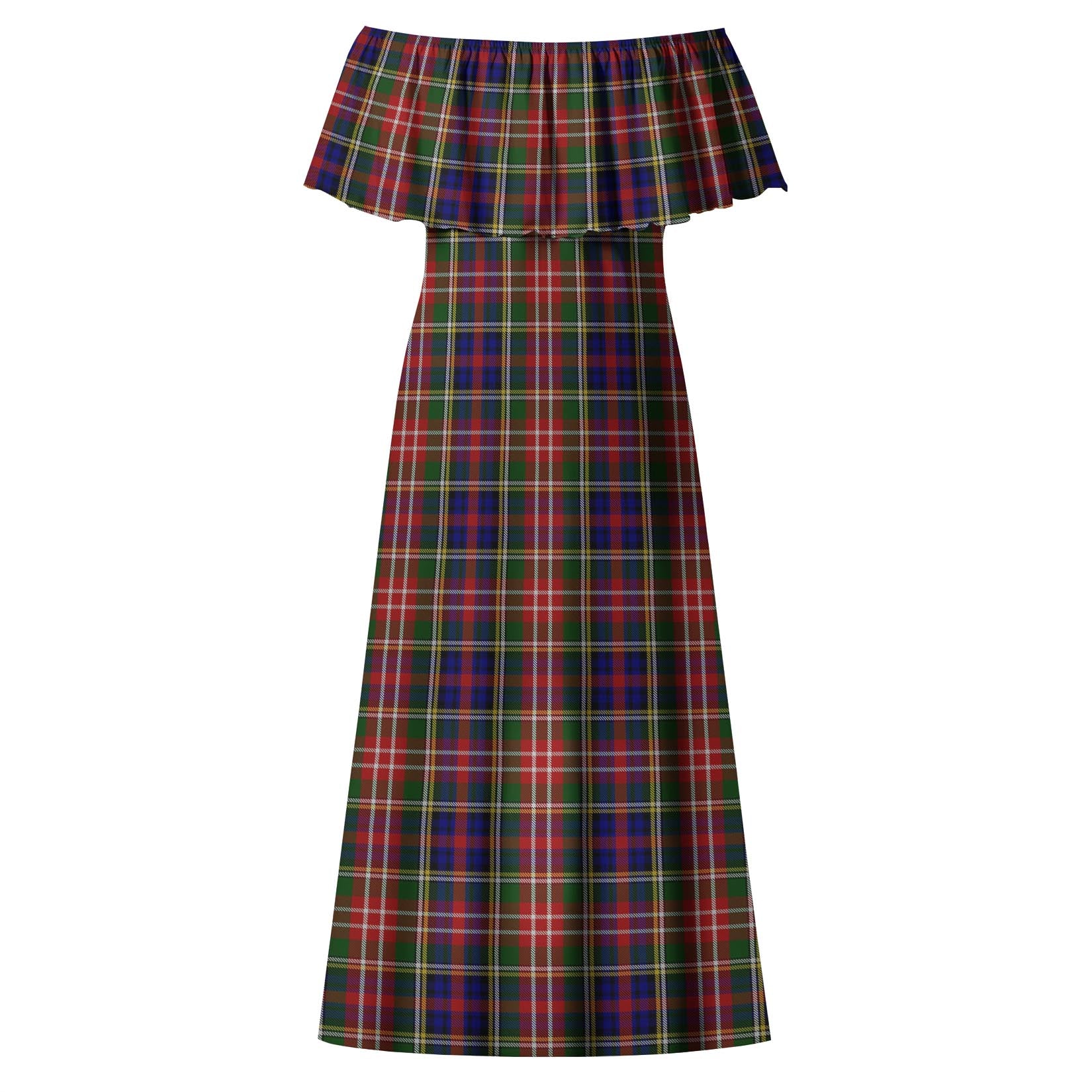 Christie Tartan Off Shoulder Long Dress - Tartanvibesclothing