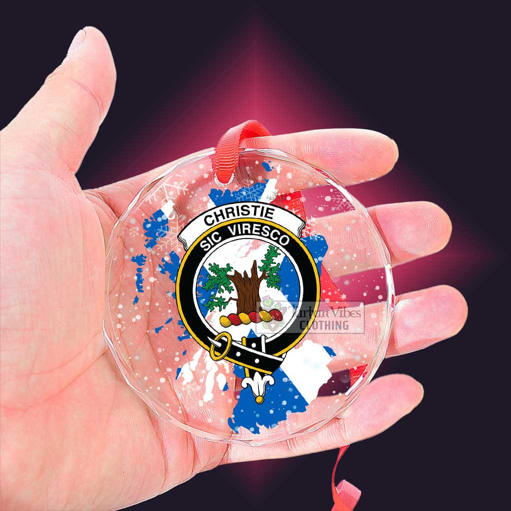 Tartan Vibes Clothing Christie Clan Crest Christmas Glass Ornament with Scotland Map