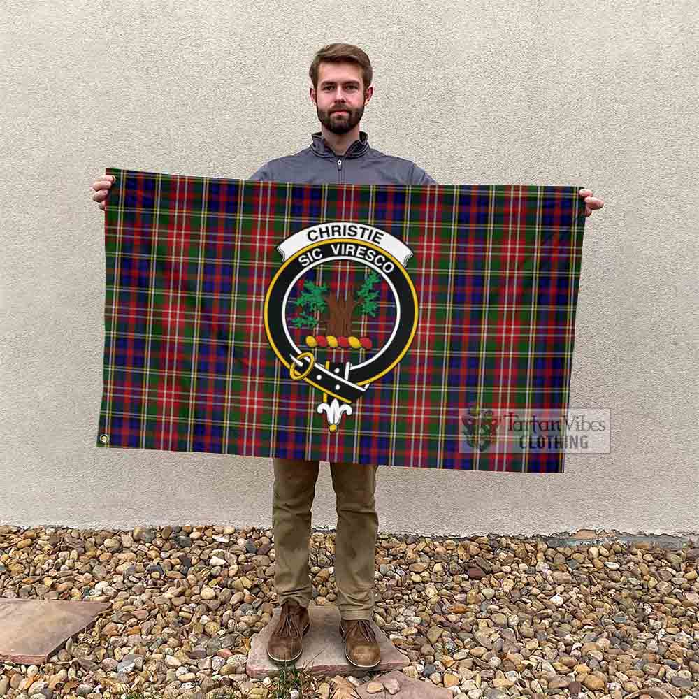 Tartan Vibes Clothing Christie Tartan House Flag with Family Crest