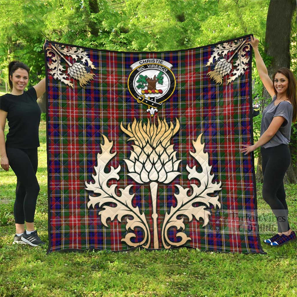 Tartan Vibes Clothing Christie Tartan Quilt with Family Crest and Golden Thistle Style