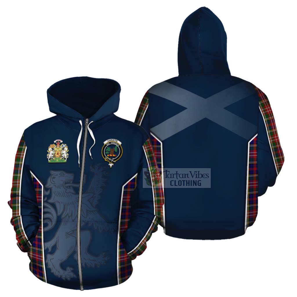 Tartan Vibes Clothing Christie Tartan Cotton Hoodie with Family Crest and Lion Rampant Vibes Sport Style