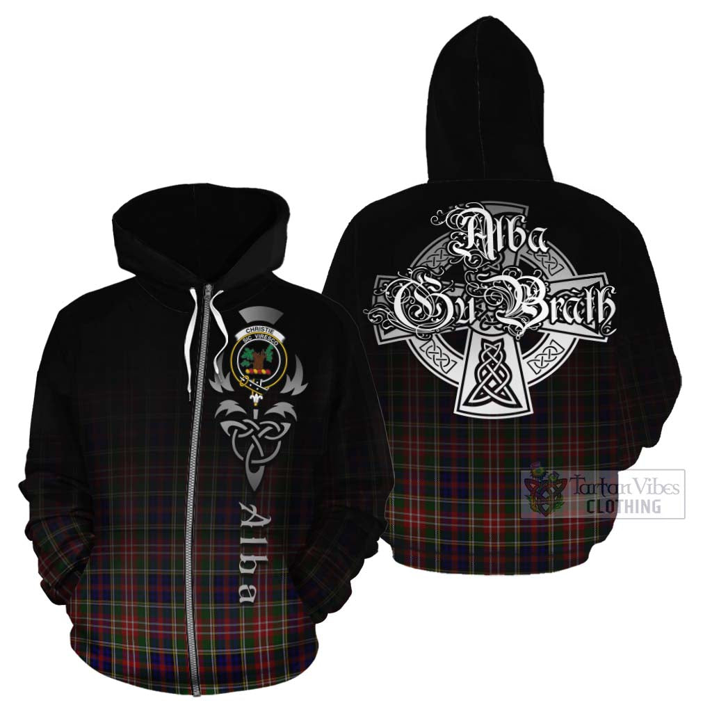 Tartan Vibes Clothing Christie Tartan Cotton Hoodie Featuring Alba Gu Brath Family Crest Celtic Inspired