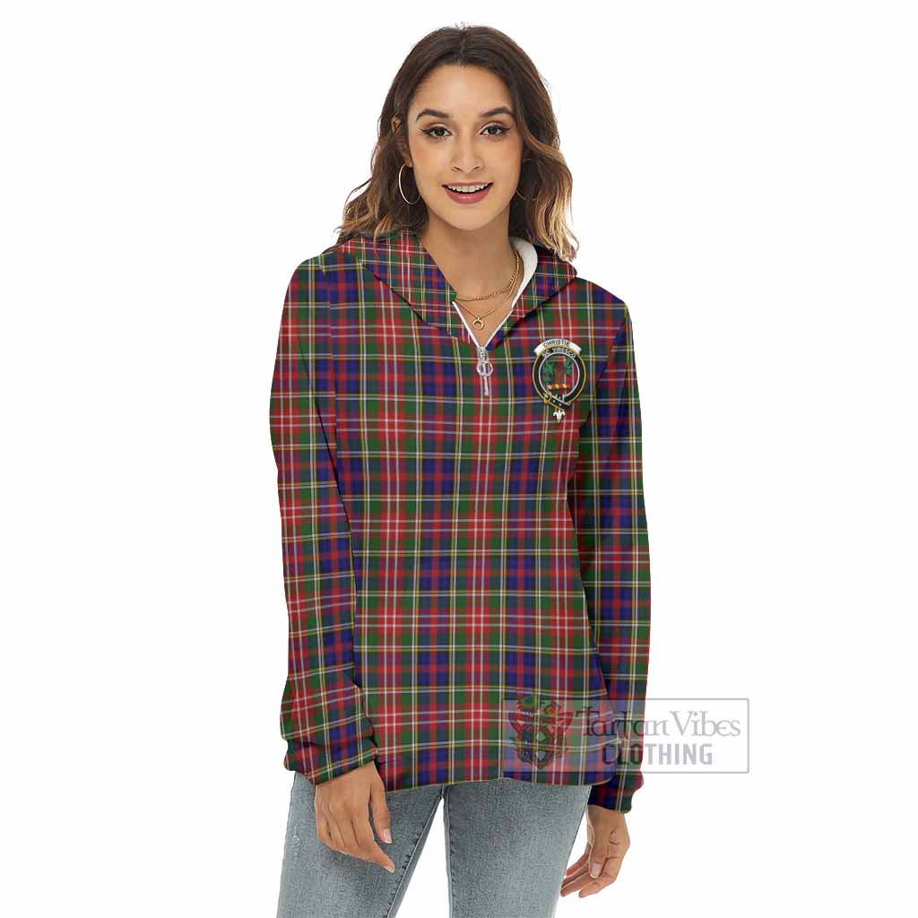 Tartan Vibes Clothing Christie Tartan Crest Women's Borg  Half Zip Fleece Hoodie