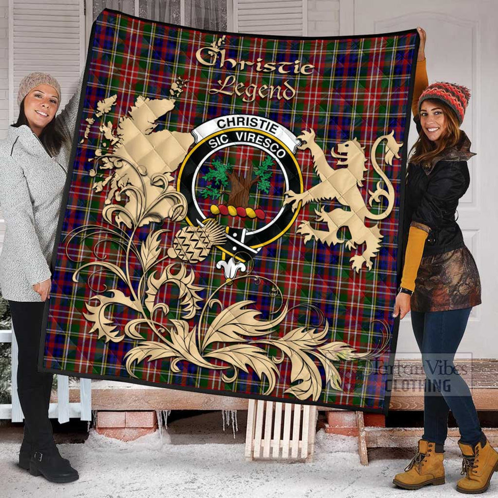 Tartan Vibes Clothing Christie Tartan Quilt with Family Crest and Scottish Symbol Style