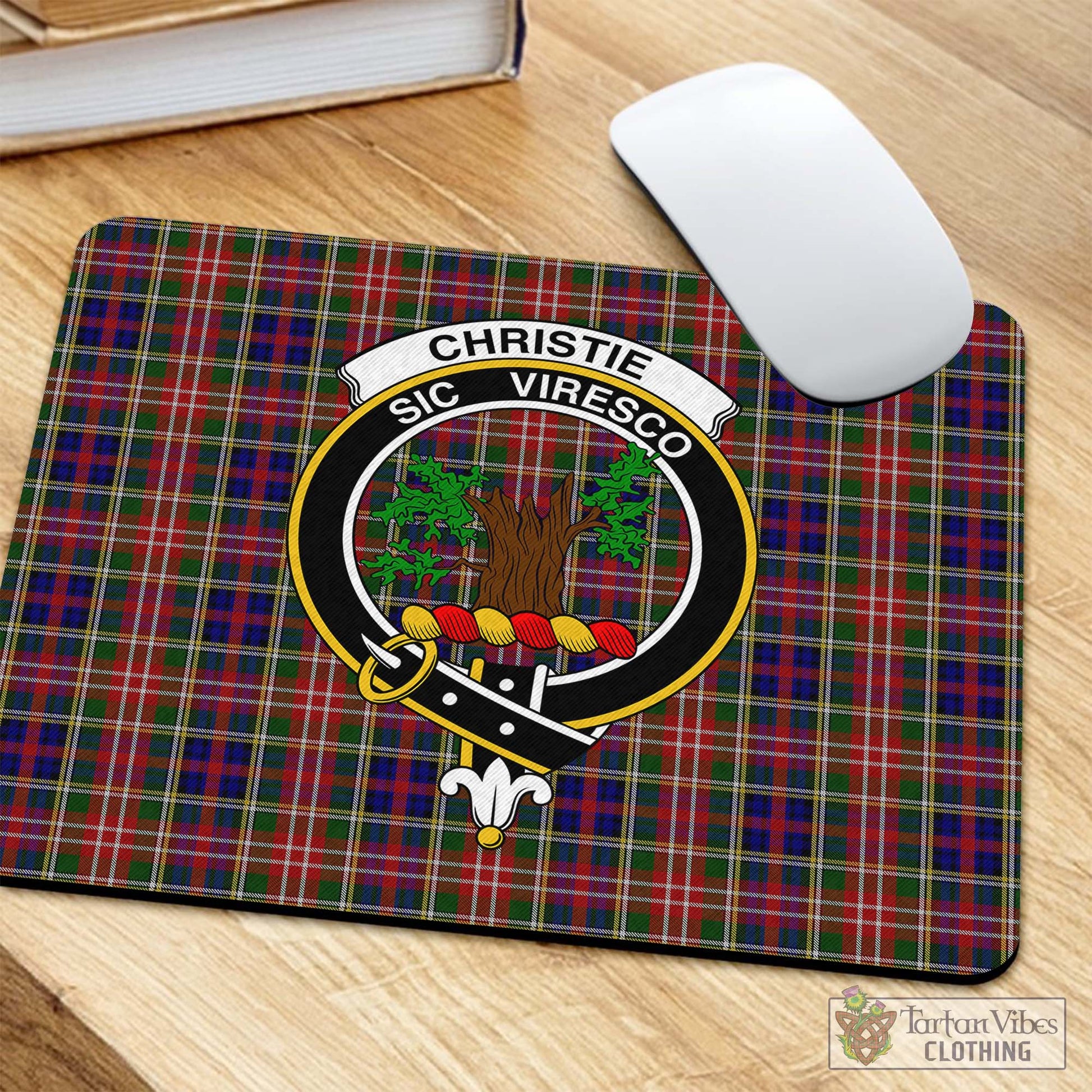 Tartan Vibes Clothing Christie Tartan Mouse Pad with Family Crest