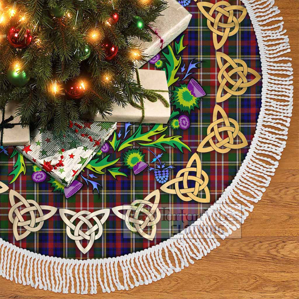 Tartan Vibes Clothing Christie Tartan Christmas Tree Skirt with Thistle Celtic Knot Style