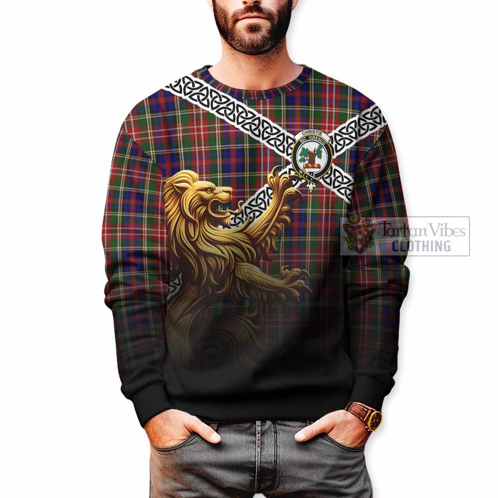 Christie Crest Tartan Sweatshirt with Golden Lion Emblem Celtic Style - Tartan Vibes Clothing