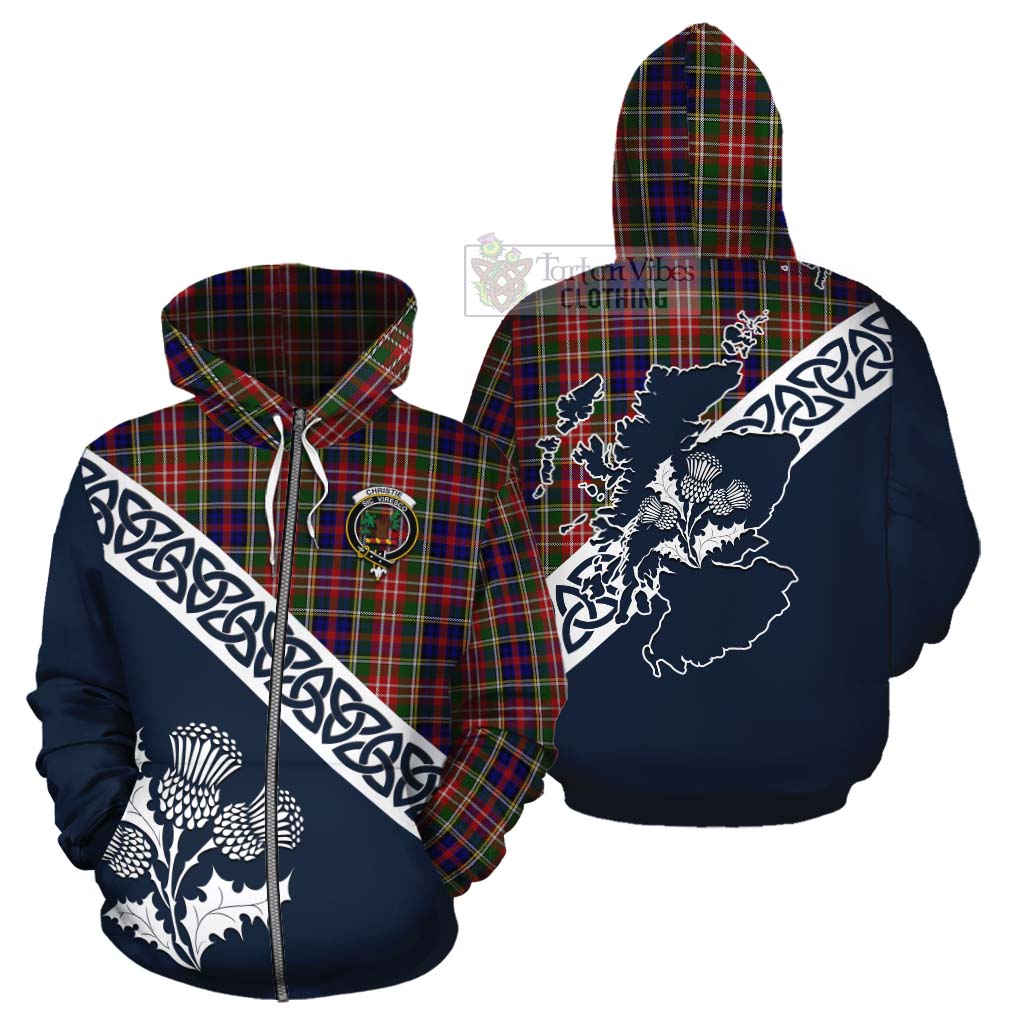 Tartan Vibes Clothing Christie Tartan Cotton Hoodie Featuring Thistle and Scotland Map