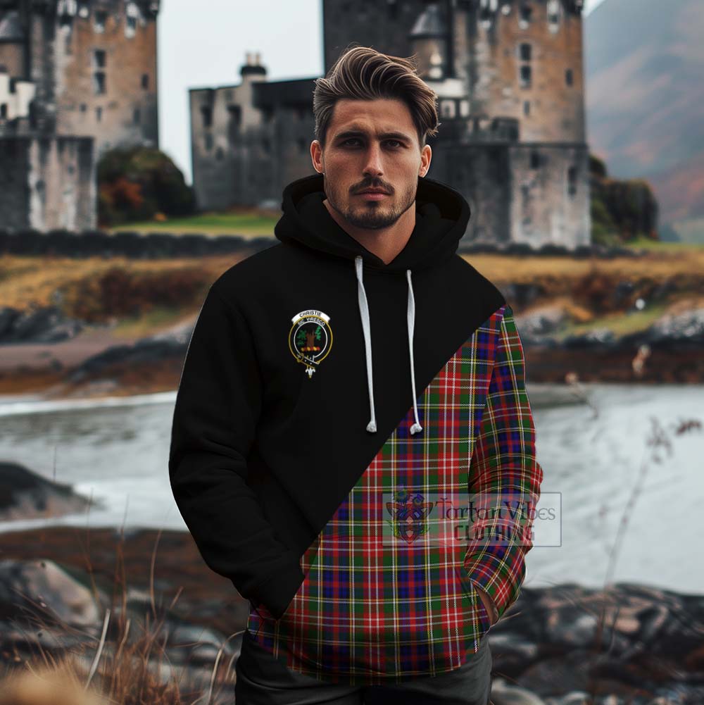 Tartan Vibes Clothing Christie Tartan Cotton Hoodie with Family Crest and Military Logo Style