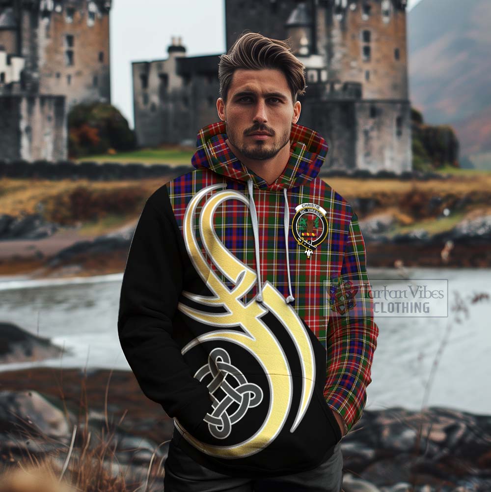 Tartan Vibes Clothing Christie Tartan Cotton Hoodie with Family Crest and Celtic Symbol Style