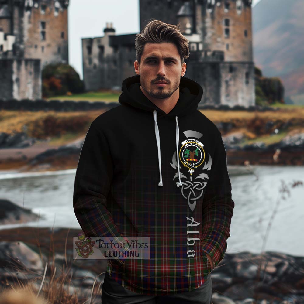 Tartan Vibes Clothing Christie Tartan Cotton Hoodie Featuring Alba Gu Brath Family Crest Celtic Inspired