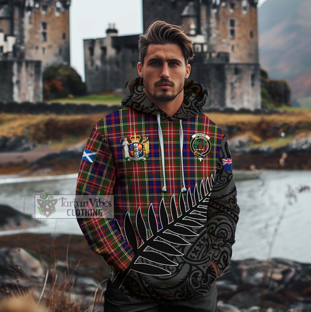 Tartan Vibes Clothing Christie Crest Tartan Cotton Hoodie with New Zealand Silver Fern Half Style