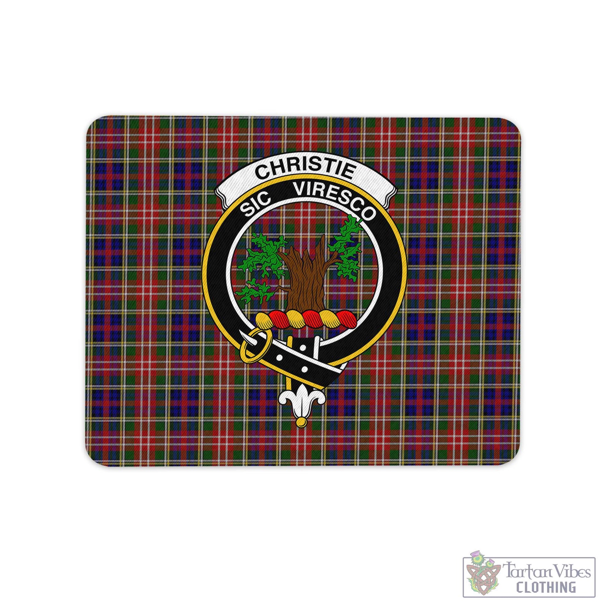 Tartan Vibes Clothing Christie Tartan Mouse Pad with Family Crest