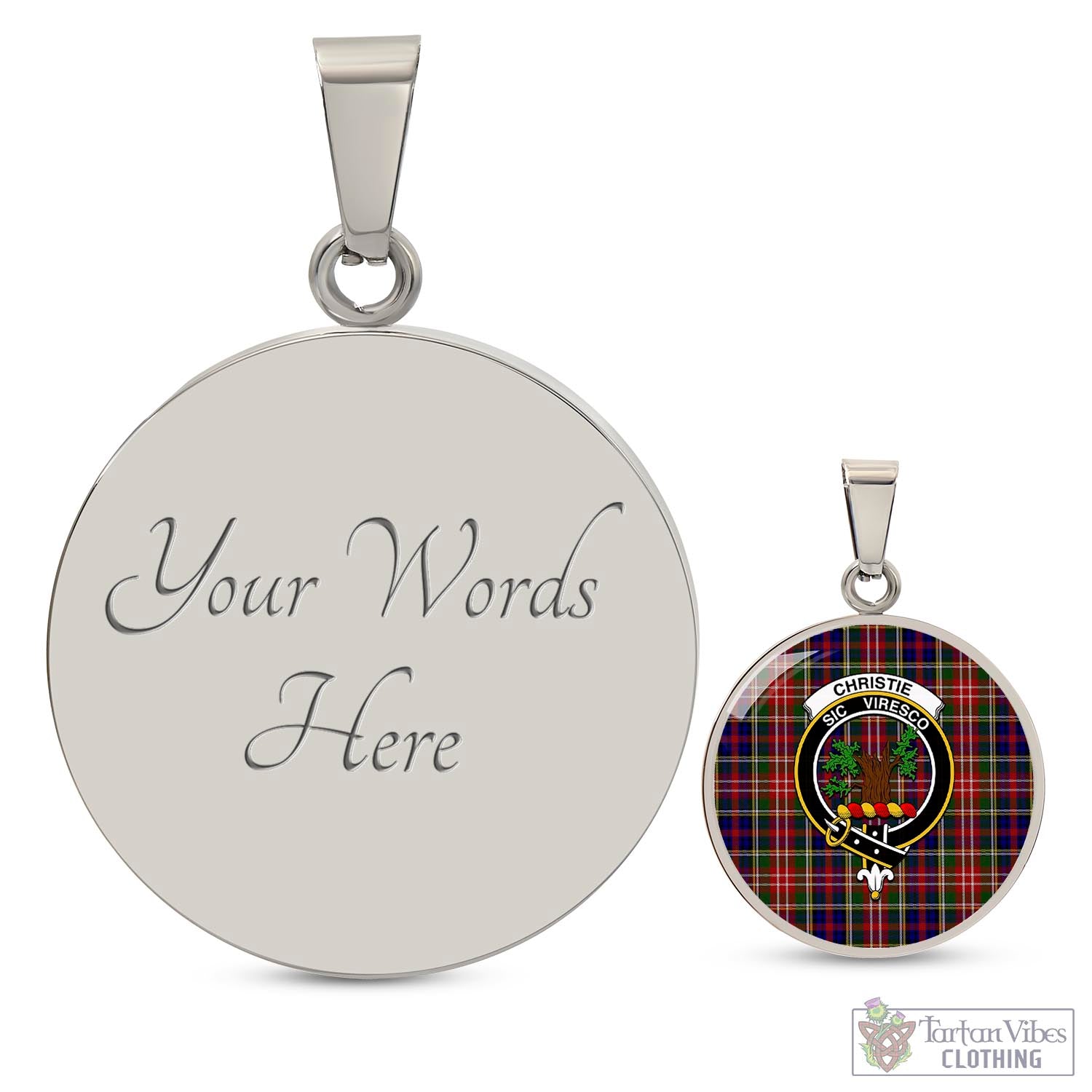 Tartan Vibes Clothing Christie Tartan Circle Necklace with Family Crest