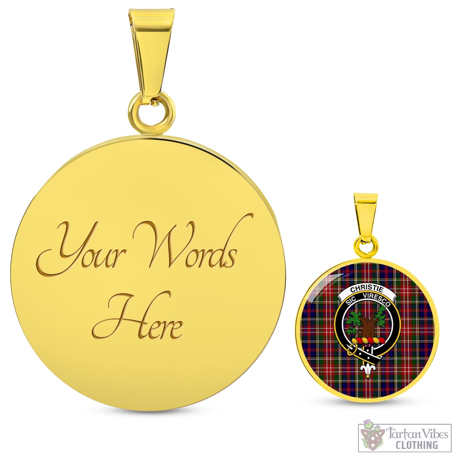 Tartan Vibes Clothing Christie Tartan Circle Necklace with Family Crest