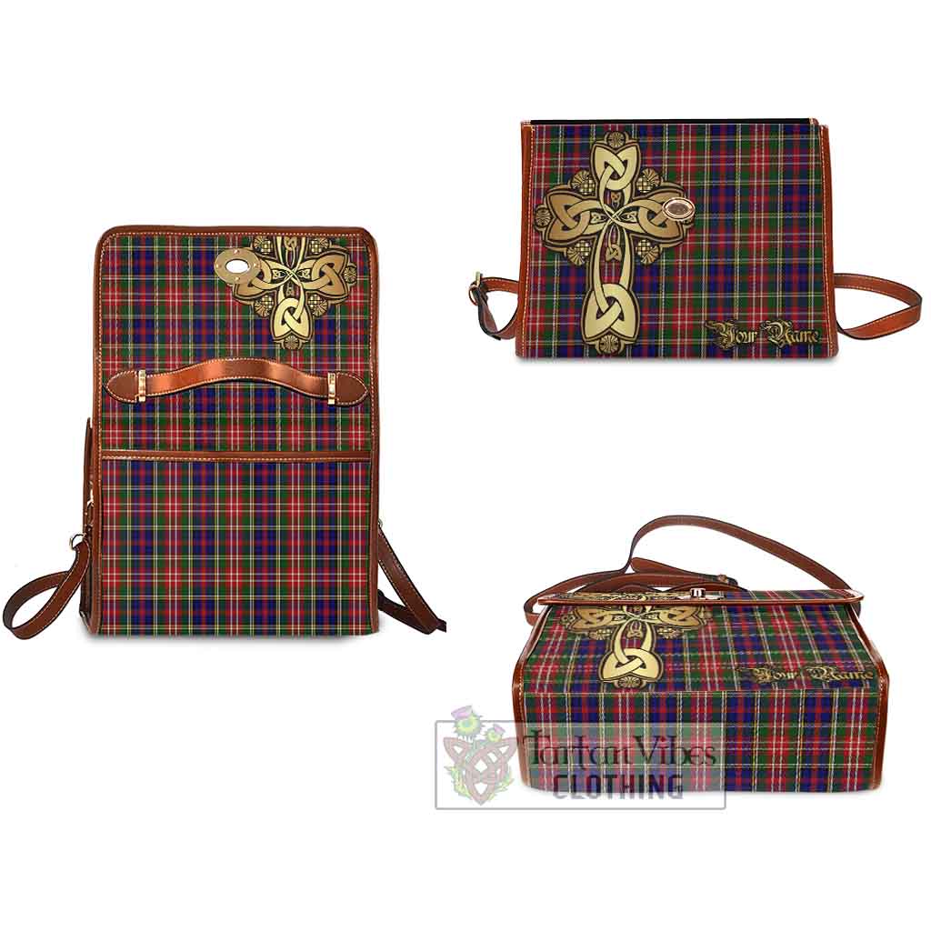 Tartan Vibes Clothing Christie Tartan Waterproof Canvas Bag Golden Thistle Celtic Cross Style