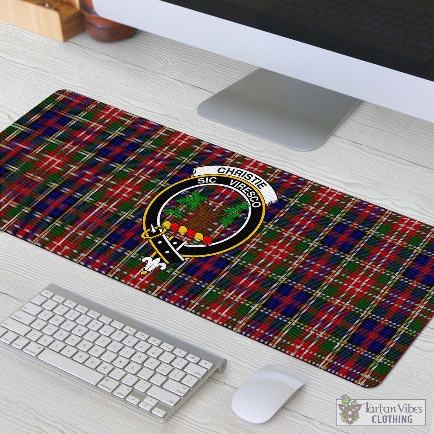 Tartan Vibes Clothing Christie Tartan Mouse Pad with Family Crest