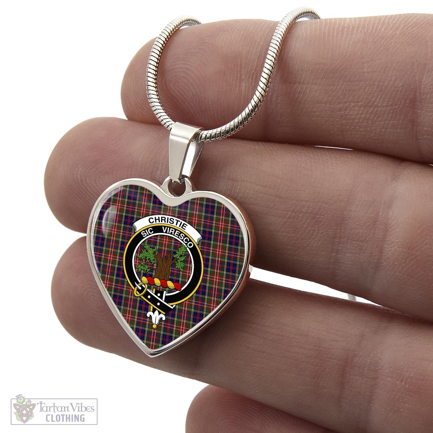 Tartan Vibes Clothing Christie Tartan Heart Necklace with Family Crest