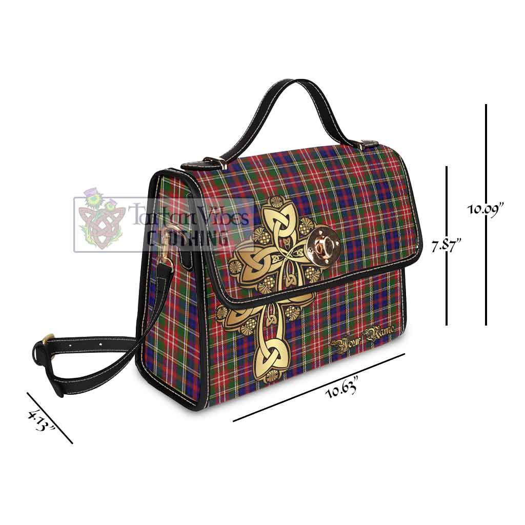 Tartan Vibes Clothing Christie Tartan Waterproof Canvas Bag Golden Thistle Celtic Cross Style