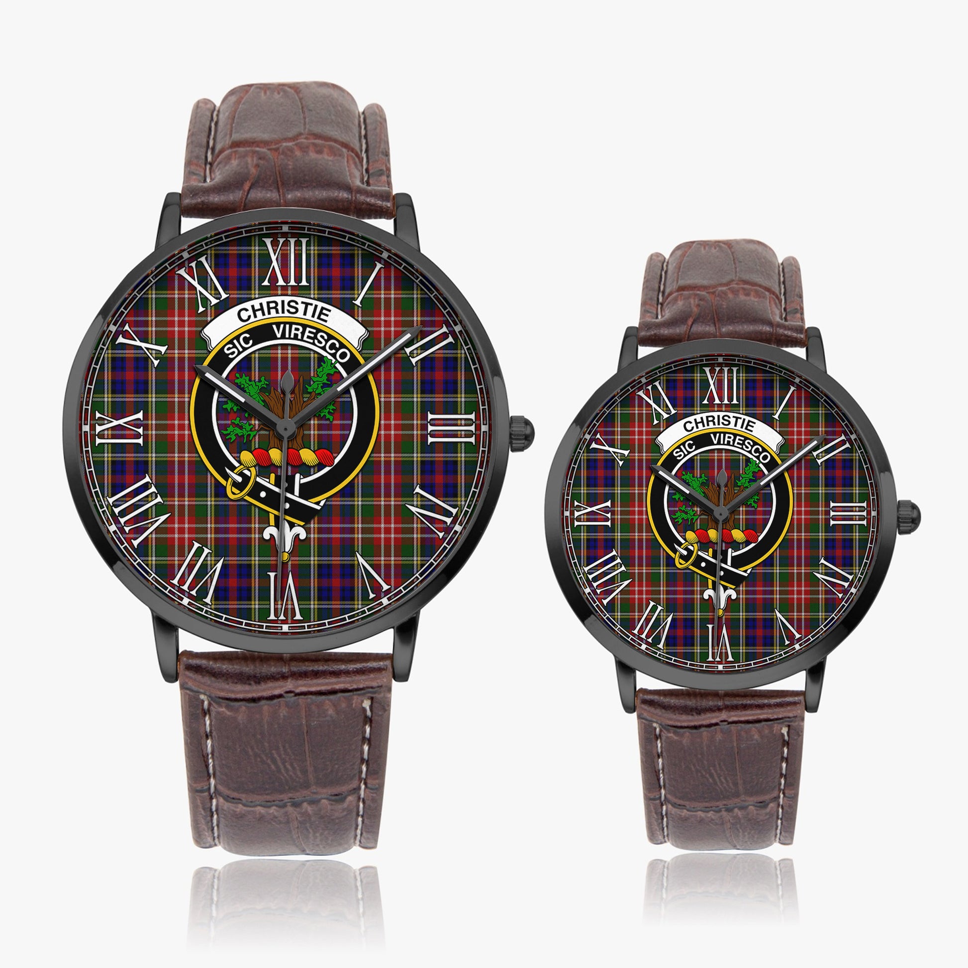 Christie Tartan Family Crest Leather Strap Quartz Watch - Tartanvibesclothing