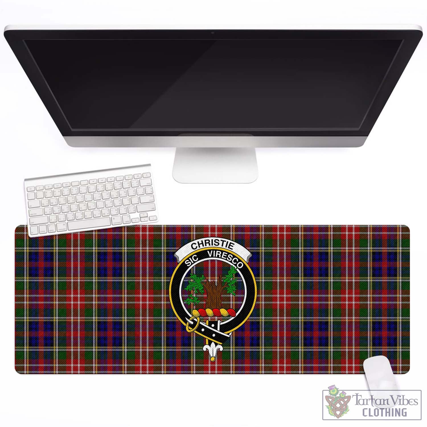 Tartan Vibes Clothing Christie Tartan Mouse Pad with Family Crest