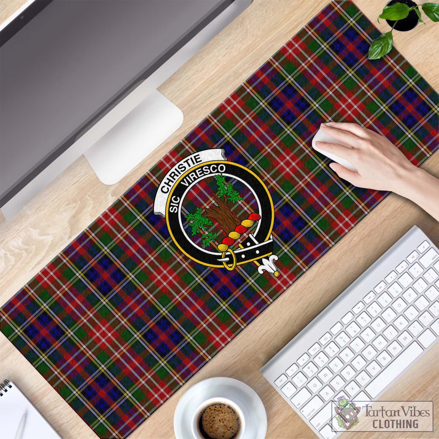 Tartan Vibes Clothing Christie Tartan Mouse Pad with Family Crest