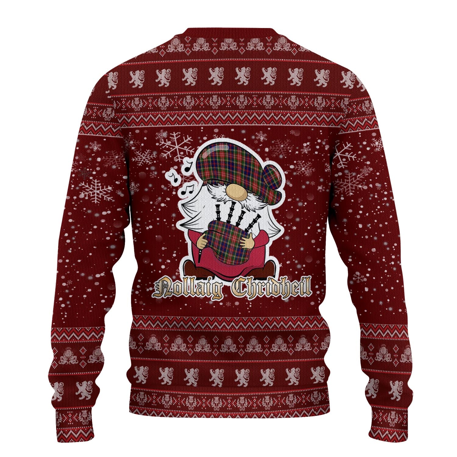 Christie Clan Christmas Family Knitted Sweater with Funny Gnome Playing Bagpipes - Tartanvibesclothing