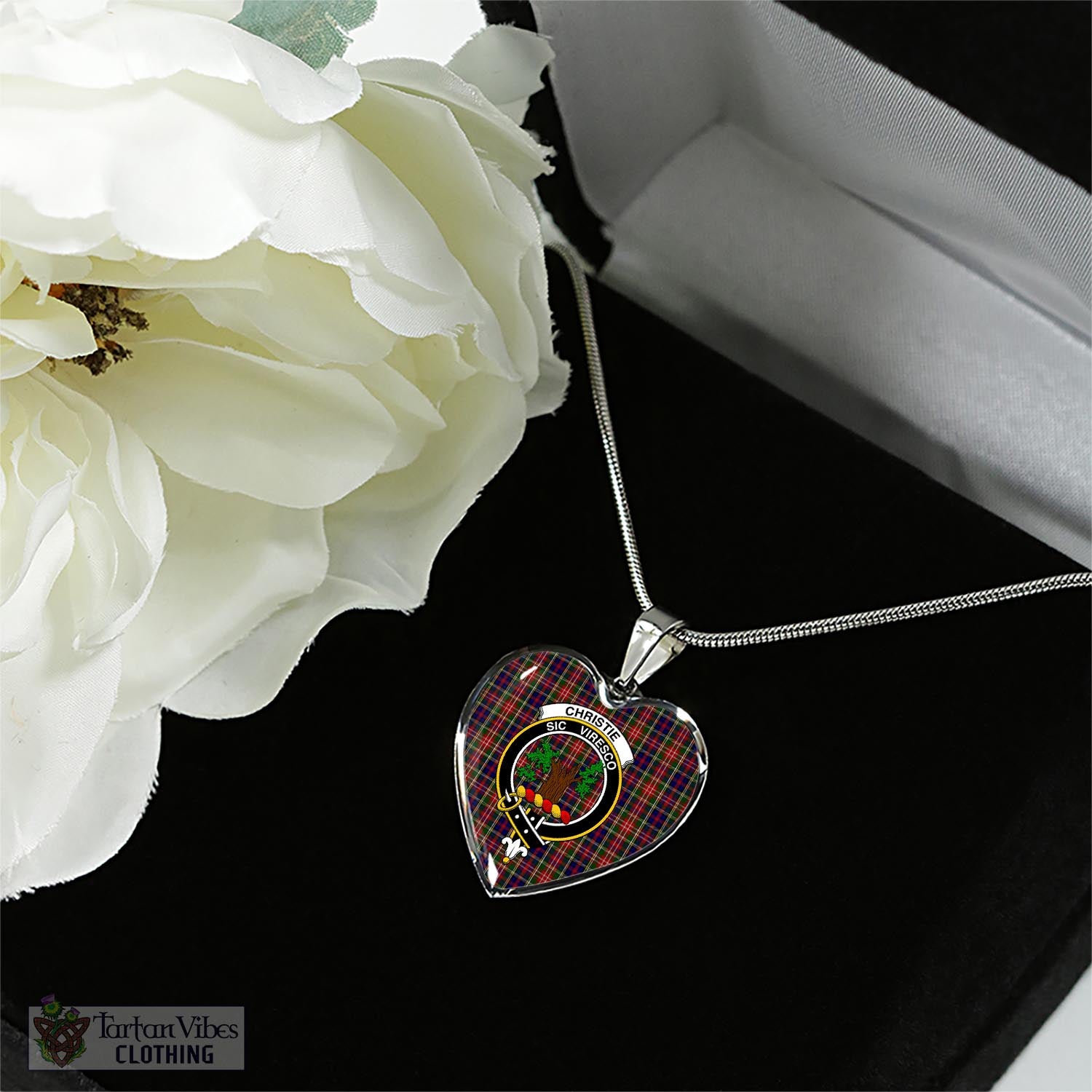 Tartan Vibes Clothing Christie Tartan Heart Necklace with Family Crest