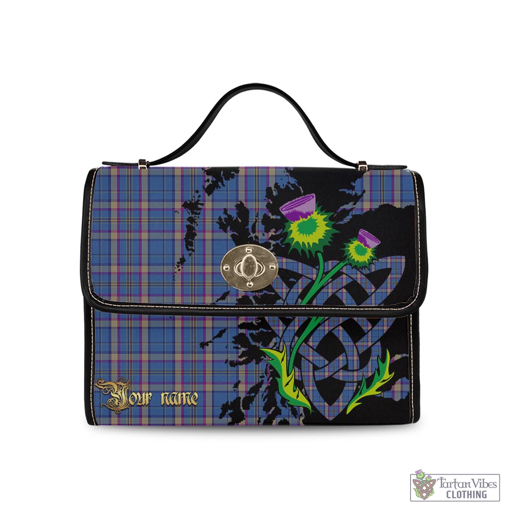 Tartan Vibes Clothing Cian Tartan Waterproof Canvas Bag with Scotland Map and Thistle Celtic Accents