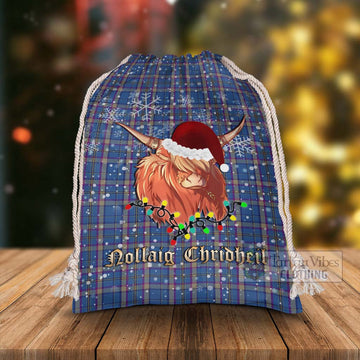 Cian Tartan Christmas Santa's Bag with Highland Cow