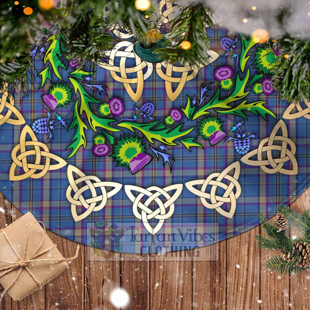 Tartan Vibes Clothing Cian Tartan Christmas Tree Skirt with Thistle Celtic Knot Style