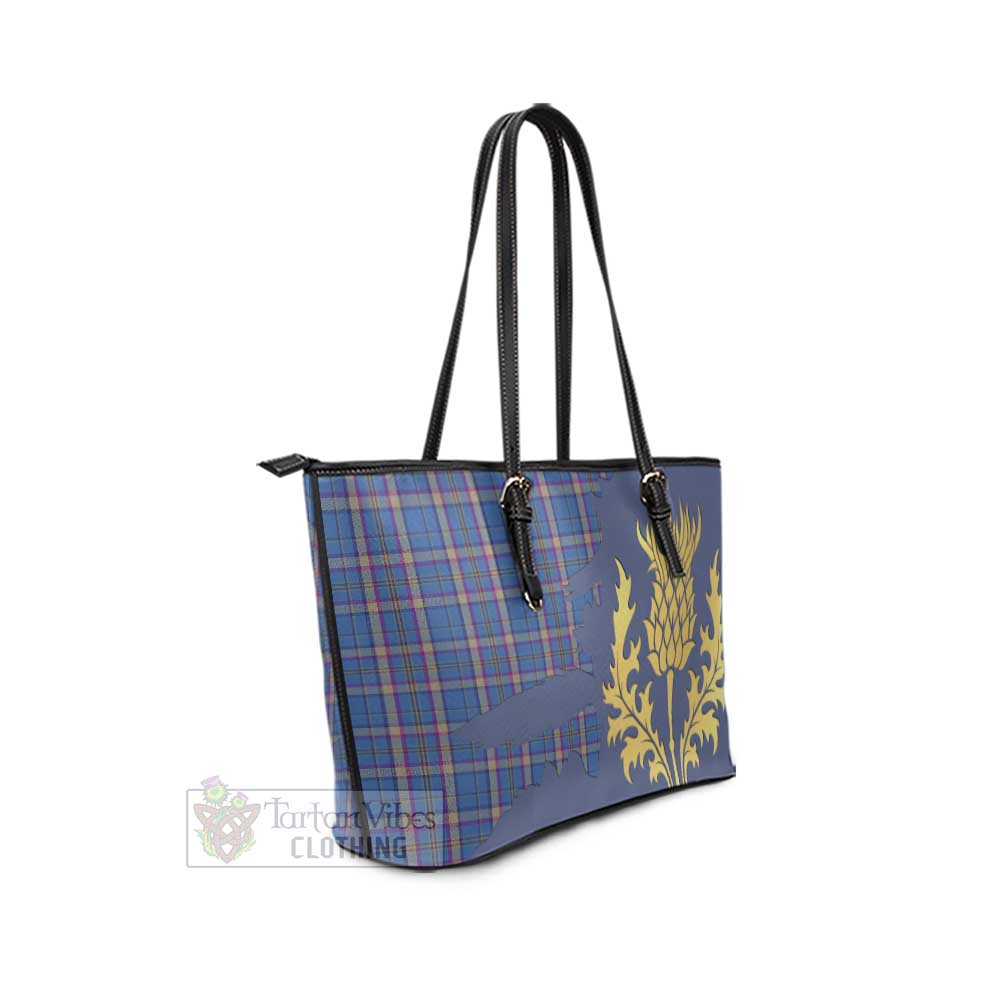 Cian Tartan Leather Tote Bag Gold Thistle Style - Tartan Vibes Clothing