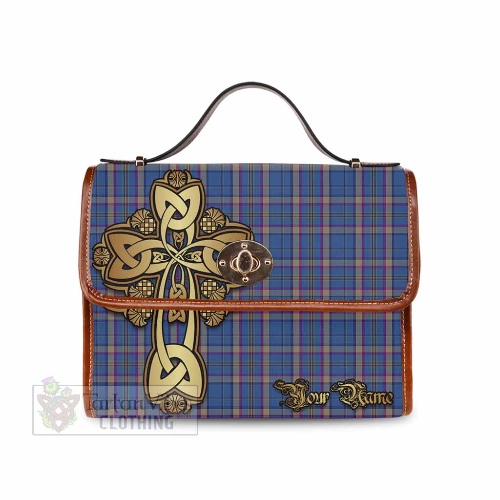 Tartan Vibes Clothing Cian Tartan Waterproof Canvas Bag Golden Thistle Celtic Cross Style