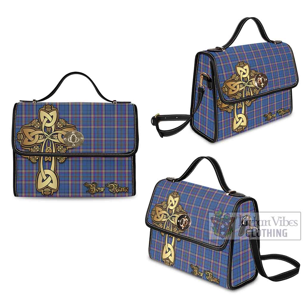 Tartan Vibes Clothing Cian Tartan Waterproof Canvas Bag Golden Thistle Celtic Cross Style