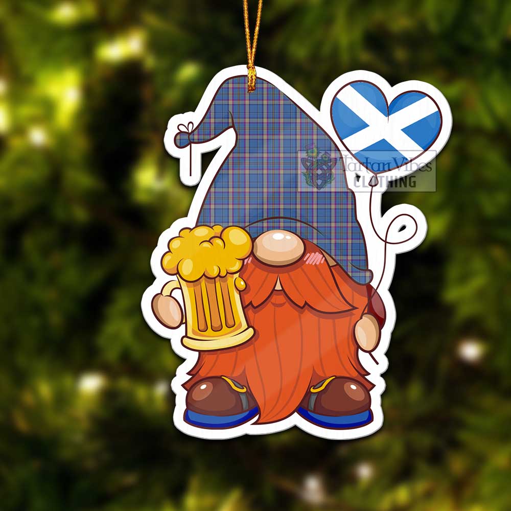 Tartan Vibes Clothing Cian Tartan Gnome Holding Beer Glass Christmas Ornament with Personalized National Flag