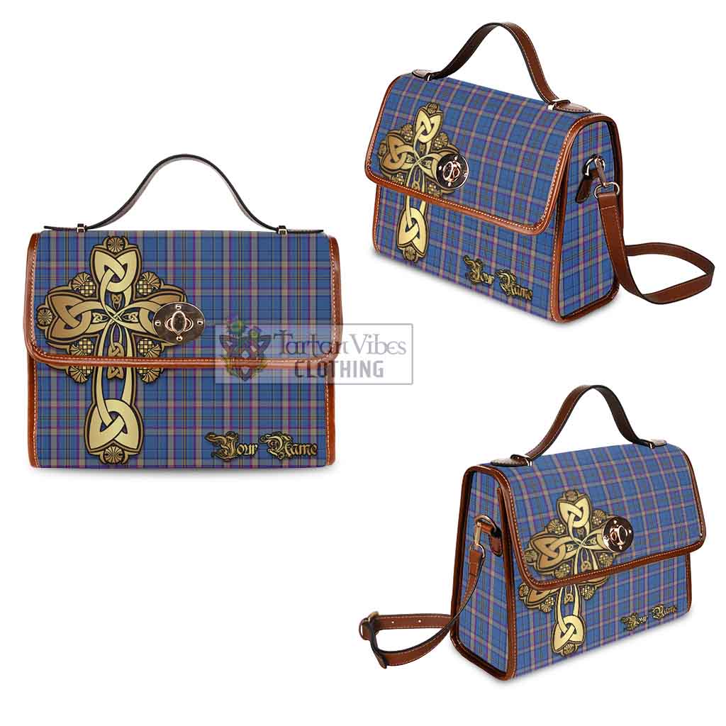 Tartan Vibes Clothing Cian Tartan Waterproof Canvas Bag Golden Thistle Celtic Cross Style