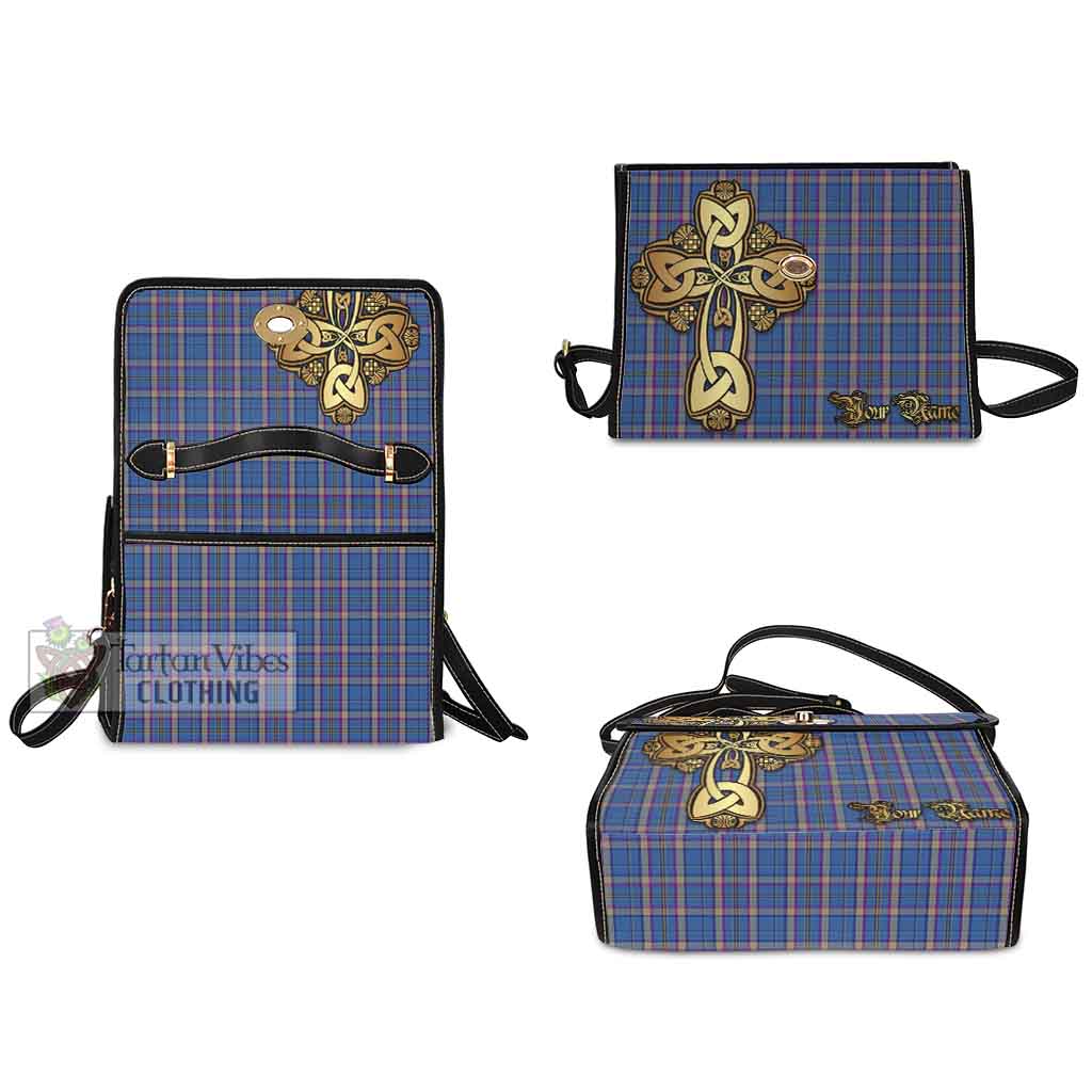 Tartan Vibes Clothing Cian Tartan Waterproof Canvas Bag Golden Thistle Celtic Cross Style