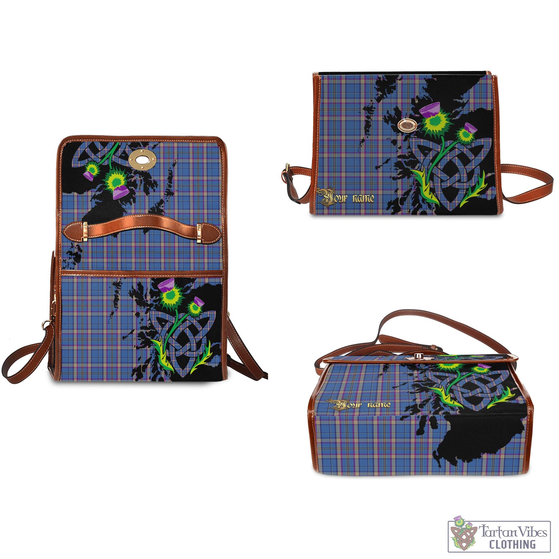 Tartan Vibes Clothing Cian Tartan Waterproof Canvas Bag with Scotland Map and Thistle Celtic Accents